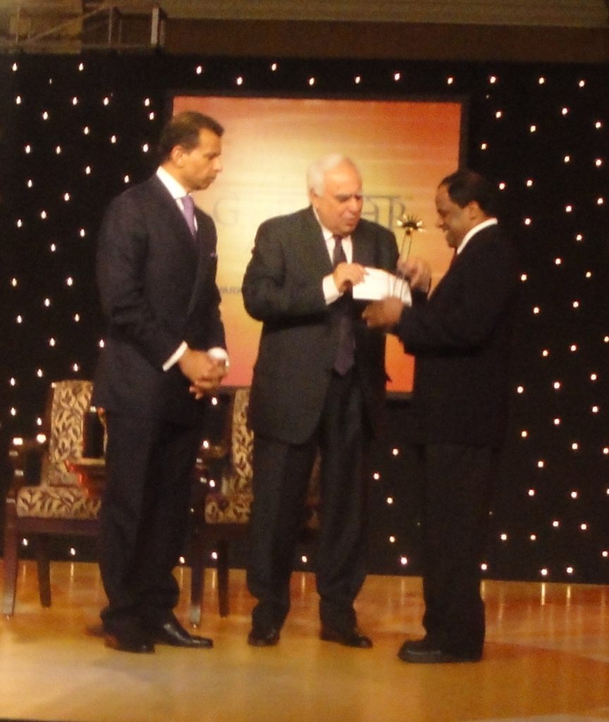 Receiving Best Teacher Award from Shri Kapil Sibal, HRD Minister